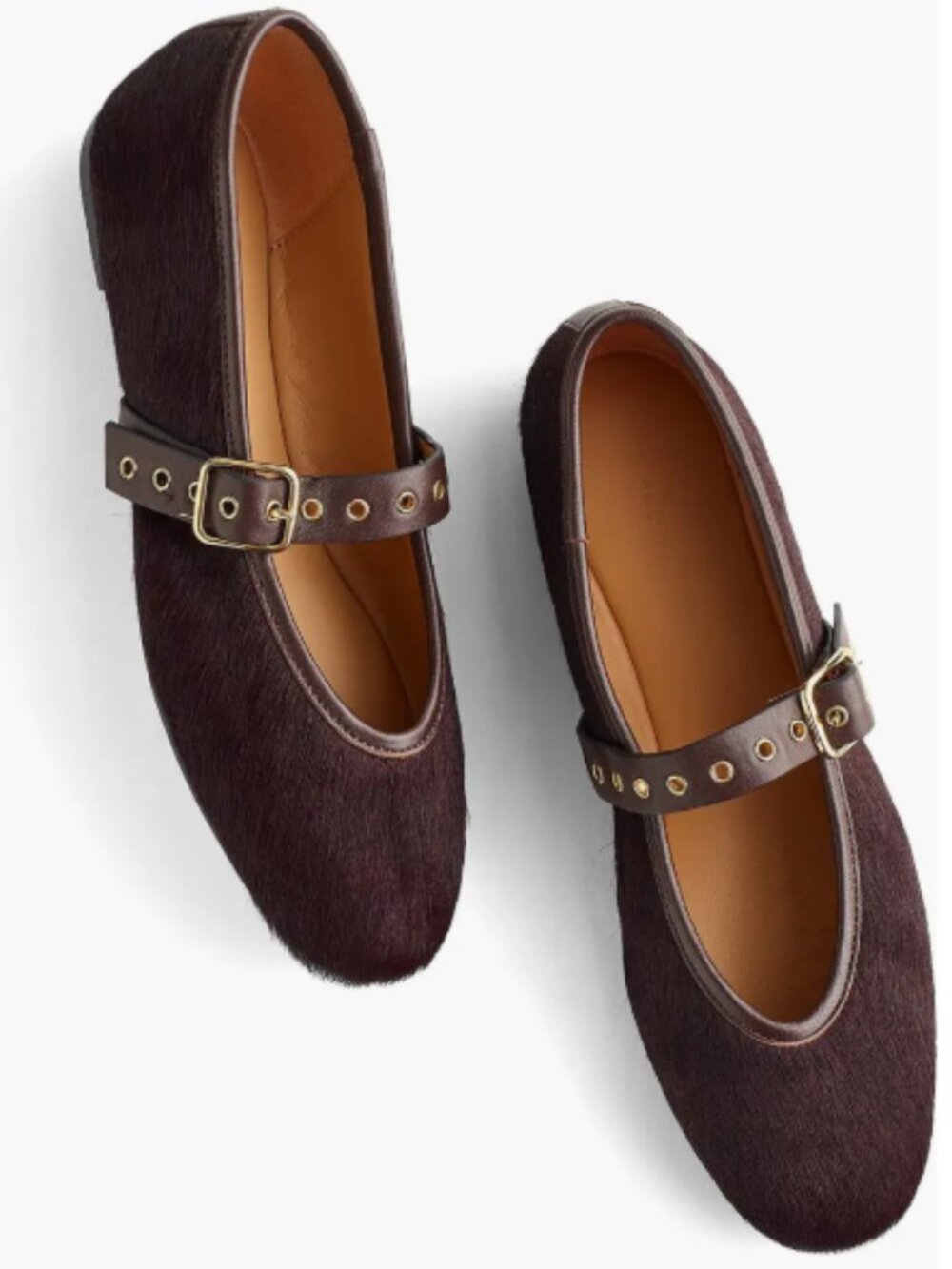 Madewell The Remy Calf Hair Mary Jane Flats Chocolate Raisin 9.5 Sold Out - Picture 2 of 10